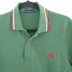 Fred Perry Shirts - Fred Perry green red colored medium pique polo Fred Perry Shirts - Fred Perry green red colored medium pique polo